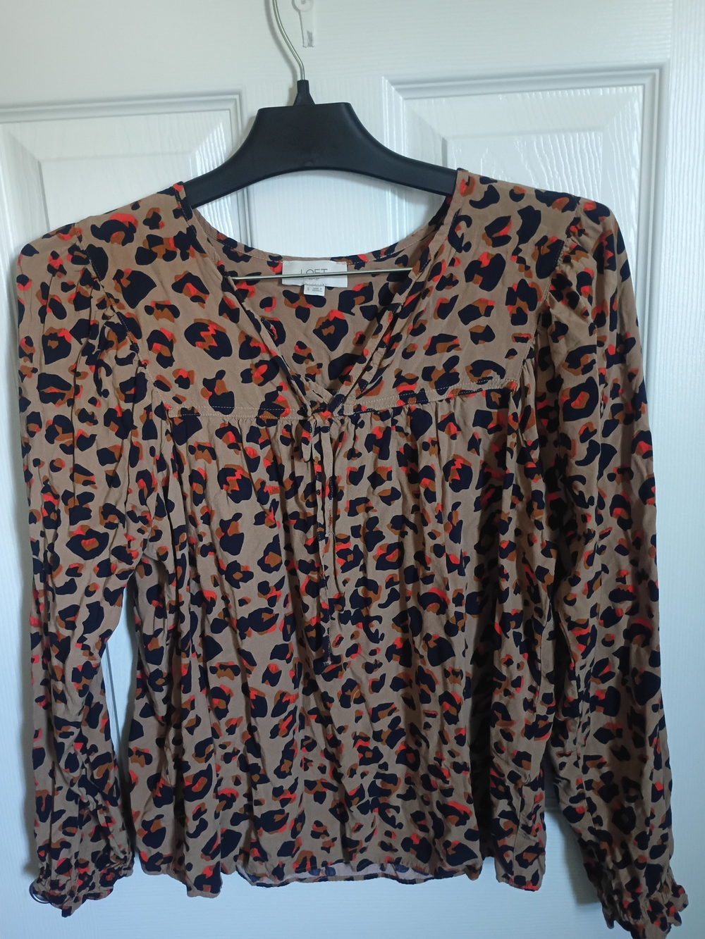 LOFT Leopard Print Long-Sleeve Blouse